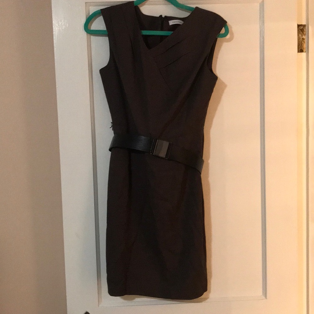 Calvin Klein brown dress with belt.